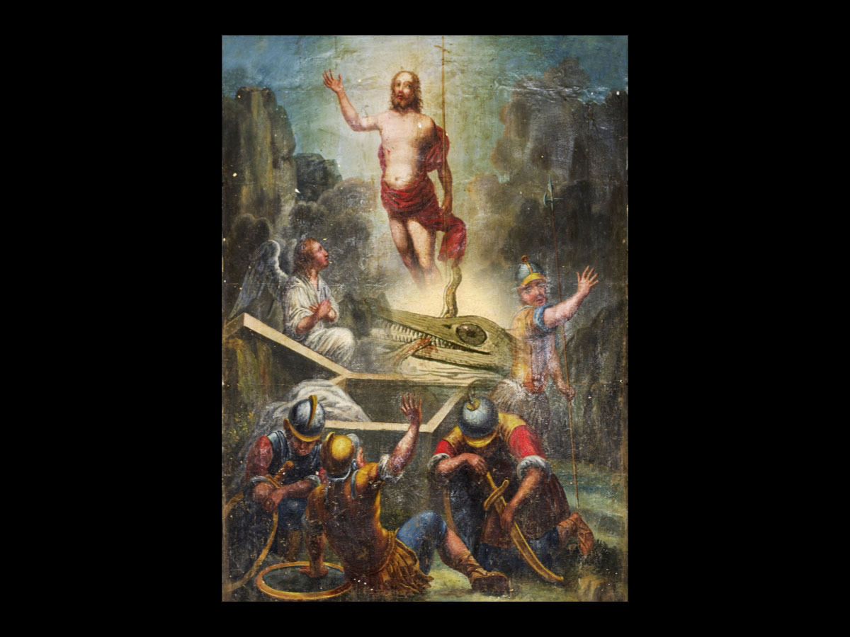 Saint-Pierre's painting Resurrection of Christ & Prehistoric Life